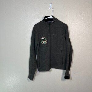 IBEX Sweater Womens Small Full Zip Wool Jacket Green Pockets